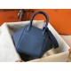 Hermes Lindy 26cm Bag In Blue Agate Clemence With PHW