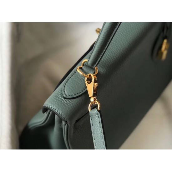 Hermes Kelly 32cm Retourne Bag In Vert Amande Clemence Leather