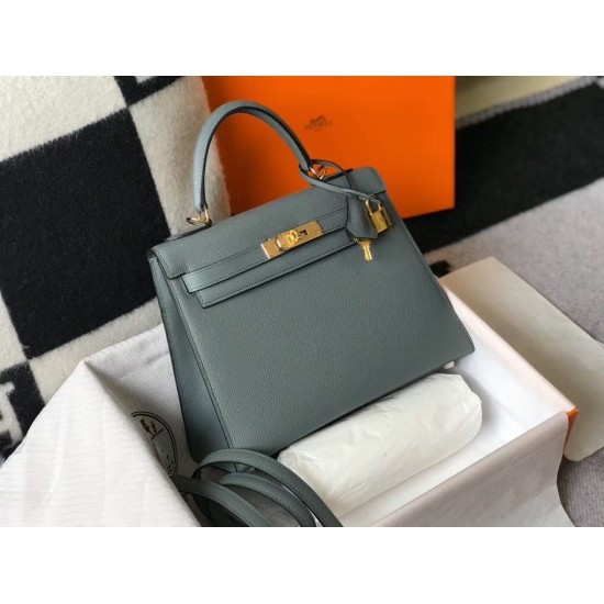 Hermes Kelly 28cm Sellier Bag In Vert Amande Epsom Leather