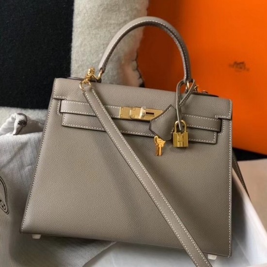 Hermes Kelly 28cm Sellier Bag In Gris Asphalt Epsom Leather