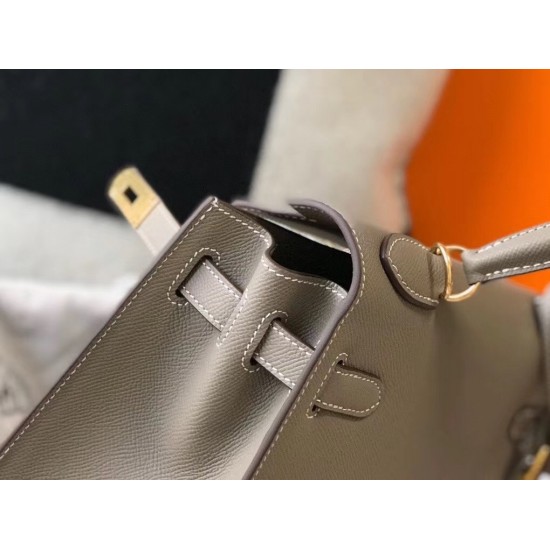 Hermes Kelly 28cm Sellier Bag In Gris Asphalt Epsom Leather