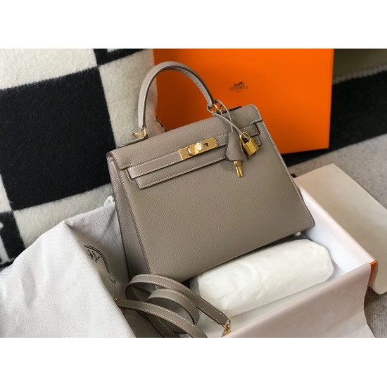 Hermes Kelly 28cm Sellier Bag In Gris Asphalt Epsom Leather