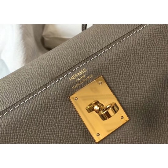 Hermes Kelly 28cm Sellier Bag In Gris Asphalt Epsom Leather