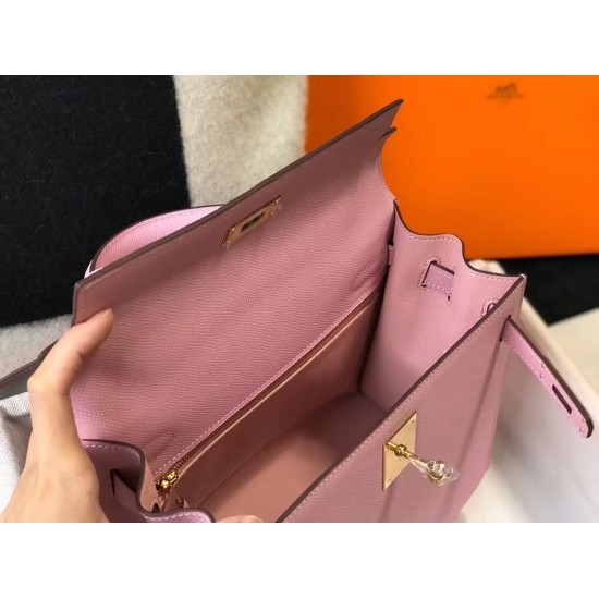 Hermes Kelly 25cm Sellier Bag In Mauve Sylvestre Epsom Leather