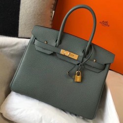 Hermes Birkin 30cm Bag In Vert Amande Clemence Leather