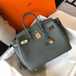 Hermes Birkin 30cm Bag In Vert Amande Clemence Leather