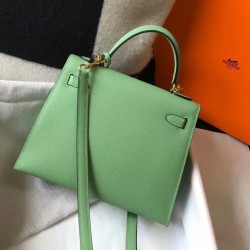 Hermes Kelly 28cm Sellier Bag In Vert Criquet Epsom Leather