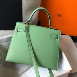 Hermes Kelly 25cm Sellier Bag In Vert Criquet Epsom Leather