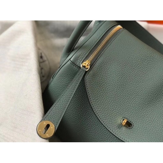 Hermes Lindy 26cm Bag In Vert Amande Clemence With GHW