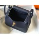 Hermes Lindy 26cm Bag In Navy Blue Clemence With GHW