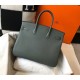 Hermes Birkin 35cm Bag In Vert Amande Clemence Leather