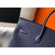 Hermes Birkin 35cm Bag In Navy Blue Clemence Leather