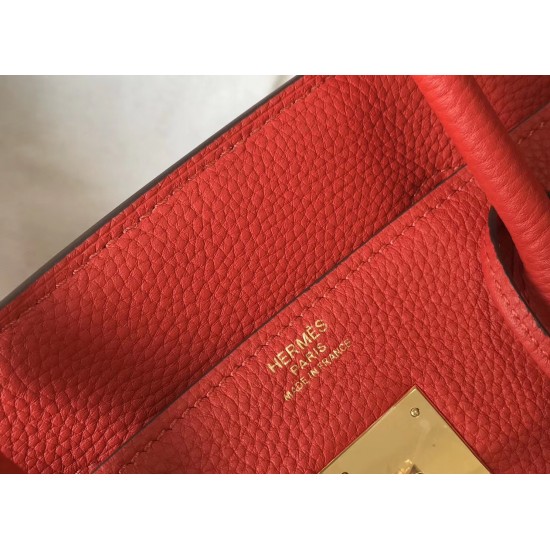 Hermes Birkin 30cm Bag In Red Clemence Leather