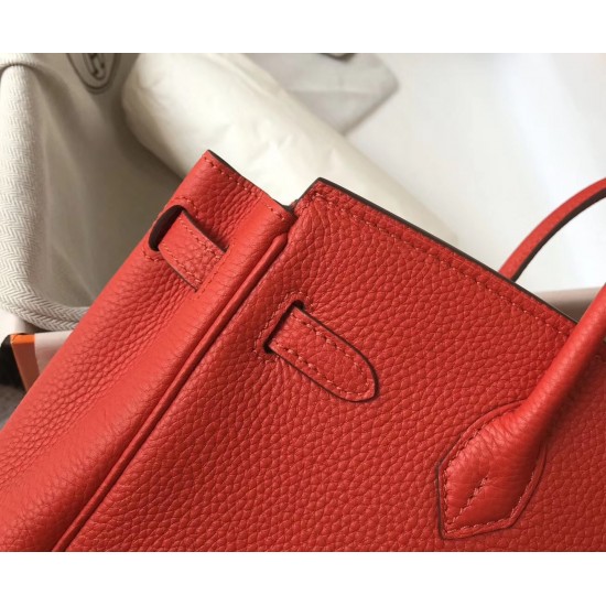 Hermes Birkin 30cm Bag In Red Clemence Leather