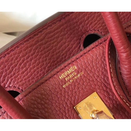 Hermes Birkin 25cm Bag In Bordeaux Clemence Leather