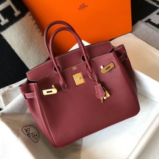 Hermes Birkin 30cm Bag In Bordeaux Clemence Leather