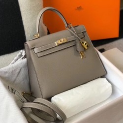 Hermes Kelly 25cm Sellier Bag In Gris Asphalt Epsom Leather