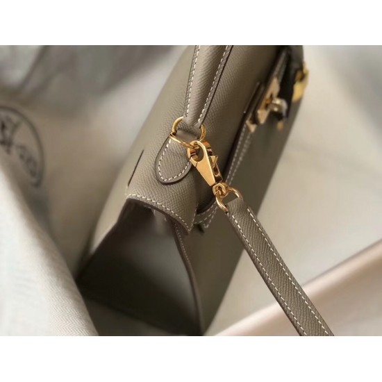 Hermes Kelly 25cm Sellier Bag In Gris Asphalt Epsom Leather