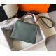 Hermes Kelly 25cm Retourne Bag In Vert Amande Clemence Leather