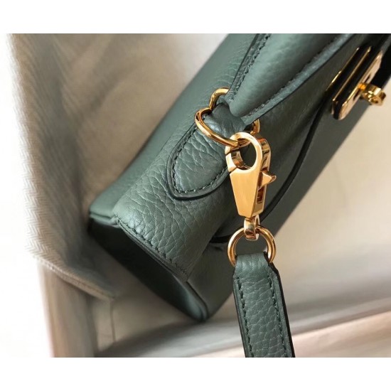 Hermes Kelly 25cm Retourne Bag In Vert Amande Clemence Leather