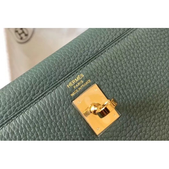 Hermes Kelly 25cm Retourne Bag In Vert Amande Clemence Leather