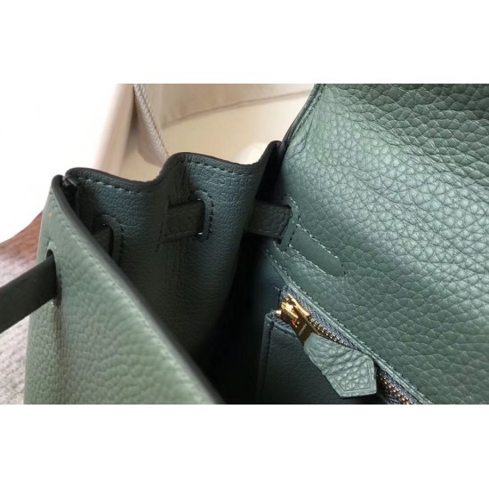 Hermes Kelly 25cm Retourne Bag In Vert Amande Clemence Leather