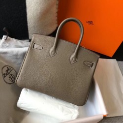 Hermes Birkin 25cm Bag In Taupe Clemence Leather