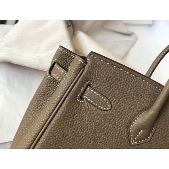 Hermes Birkin 25cm Bag In Taupe Clemence Leather