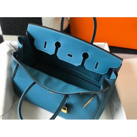 Hermes Blue Jean Clemence Birkin 35cm Bag