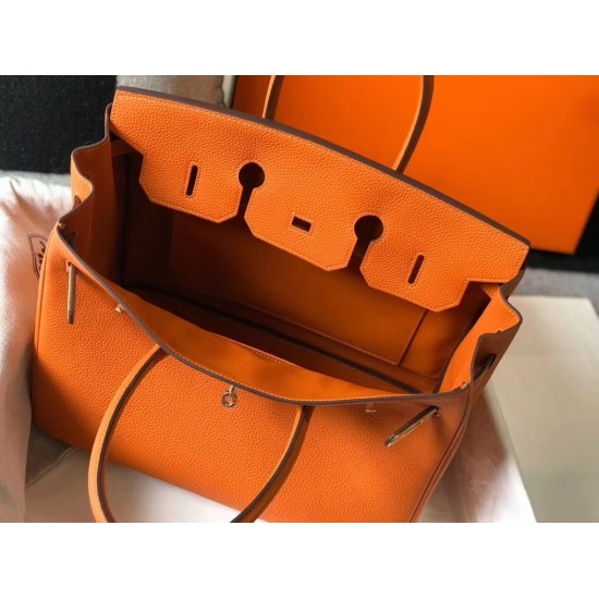 Hermes Orange Clemence Birkin 35cm Bag