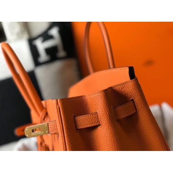 Hermes Orange Clemence Birkin 35cm Bag