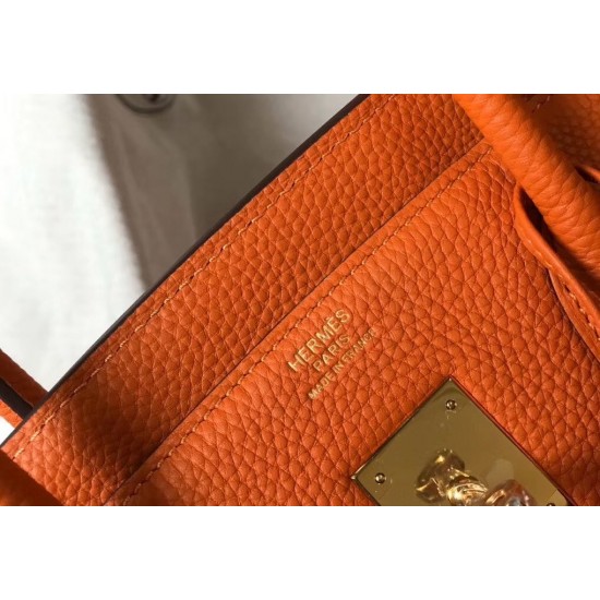 Hermes Orange Clemence Birkin 35cm Bag