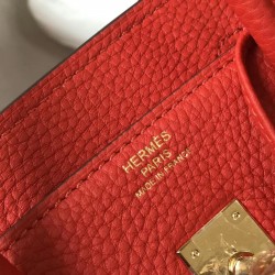 Hermes Birkin 25cm Bag In Red Clemence Leather