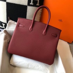 Hermes Birkin 35cm Bag In Bordeaux Clemence Leather