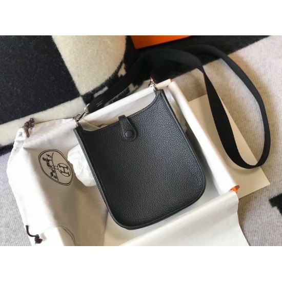 Hermes Evelyne III TPM Mini Bag In Black Clemence Leather