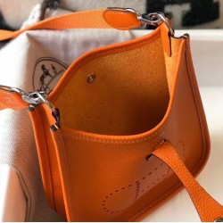 Hermes Evelyne III TPM Mini Bag In Orange Clemence Leather