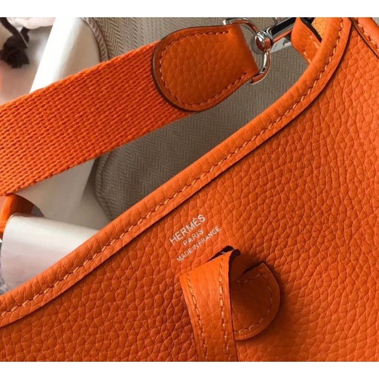 Hermes Evelyne III TPM Mini Bag In Orange Clemence Leather