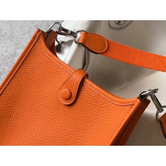 Hermes Evelyne III TPM Mini Bag In Orange Clemence Leather