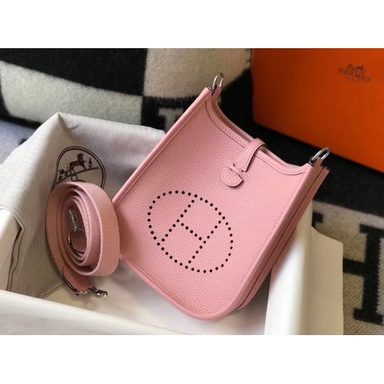 Hermes Evelyne III TPM Mini Bag In Pink Clemence Leather