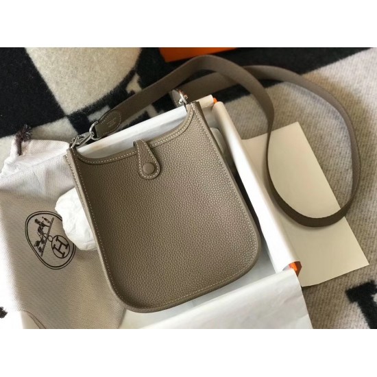 Hermes Evelyne III TPM Mini Bag In Taupe Clemence Leather