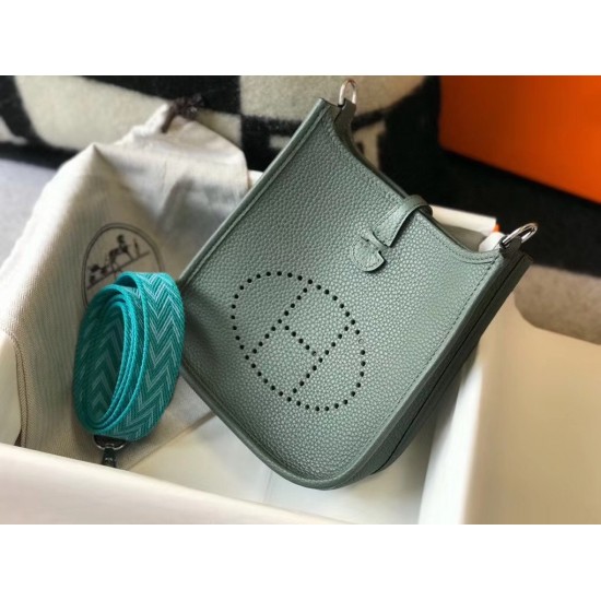 Hermes Evelyne III TPM Mini Bag In Vert Amande Clemence Leather