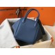 Hermes Blue Agate Clemence Lindy 30cm Bag with PHW