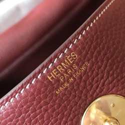 Hermes Bordeaux Clemence Lindy 30cm Bag with GHW