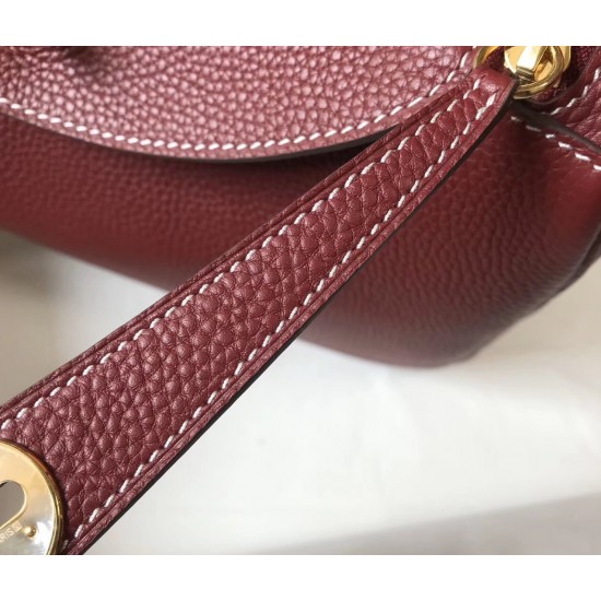 Hermes Bordeaux Clemence Lindy 30cm Bag with GHW