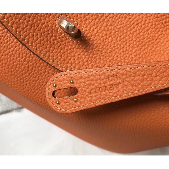 Hermes Orange Clemence Lindy 30cm Bag with GHW