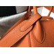 Hermes Orange Clemence Lindy 30cm Bag with GHW