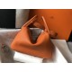 Hermes Orange Clemence Lindy 30cm Bag with GHW