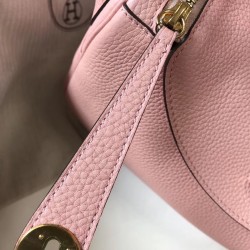 Hermes Pink Clemence Lindy 30cm Bag with GHW