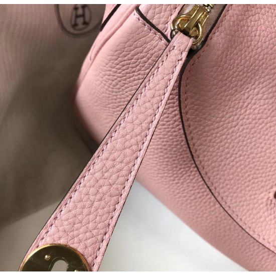 Hermes Pink Clemence Lindy 30cm Bag with GHW