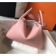 Hermes Pink Clemence Lindy 30cm Bag with GHW